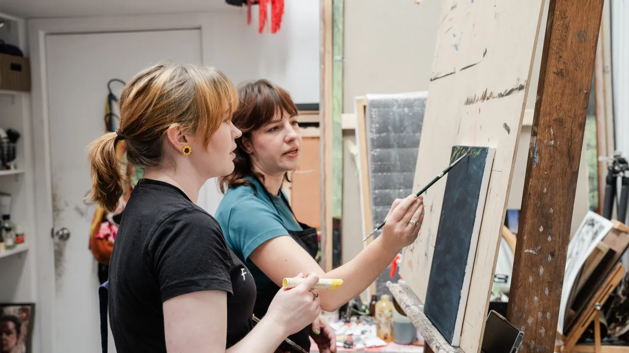 2023 Catapult recipients: Mentee Kat Korossy and Mentor Kate Kurucz in the studio