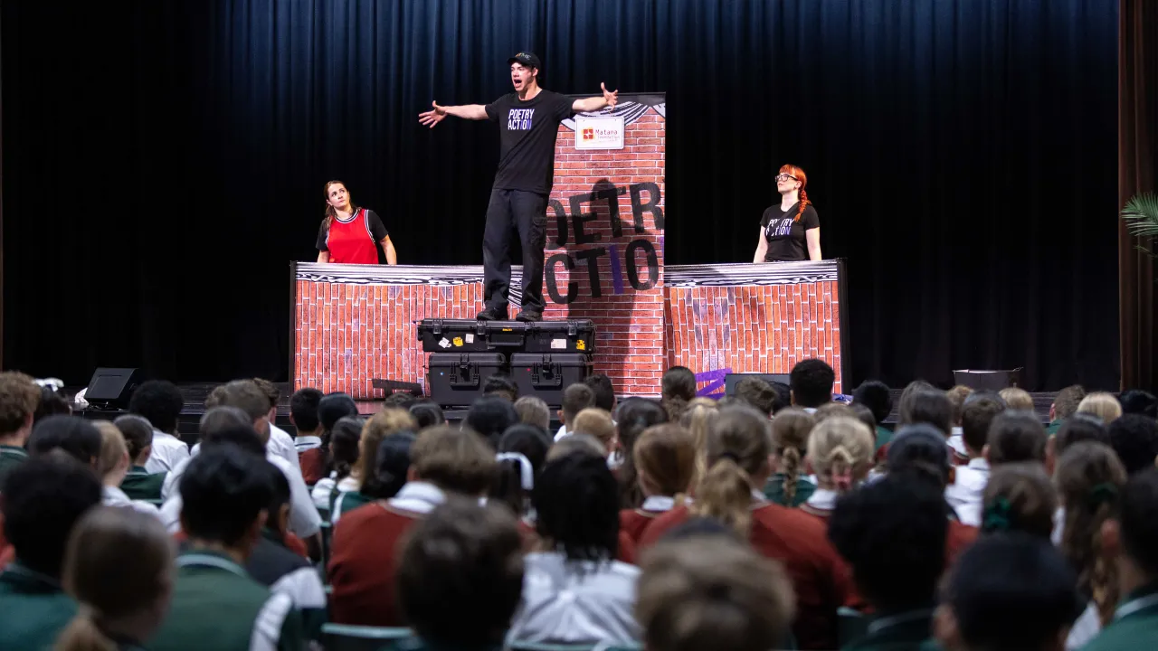 Poetry in Action performance image, from national tour 2024