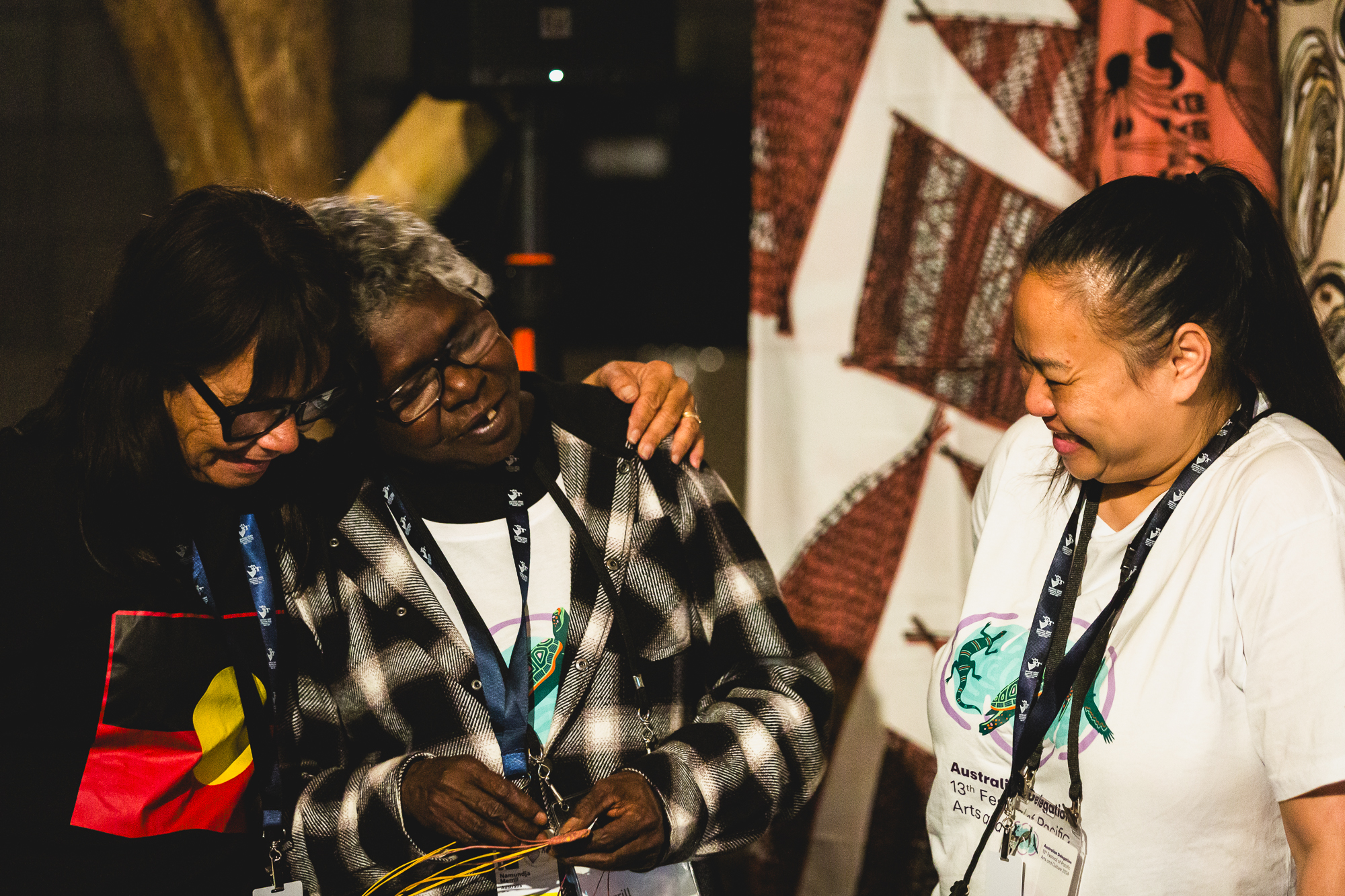 Rhoda Roberts, Merril Namundja and Michell Wong at the Australian Hale, Hawai'i Convention Centre