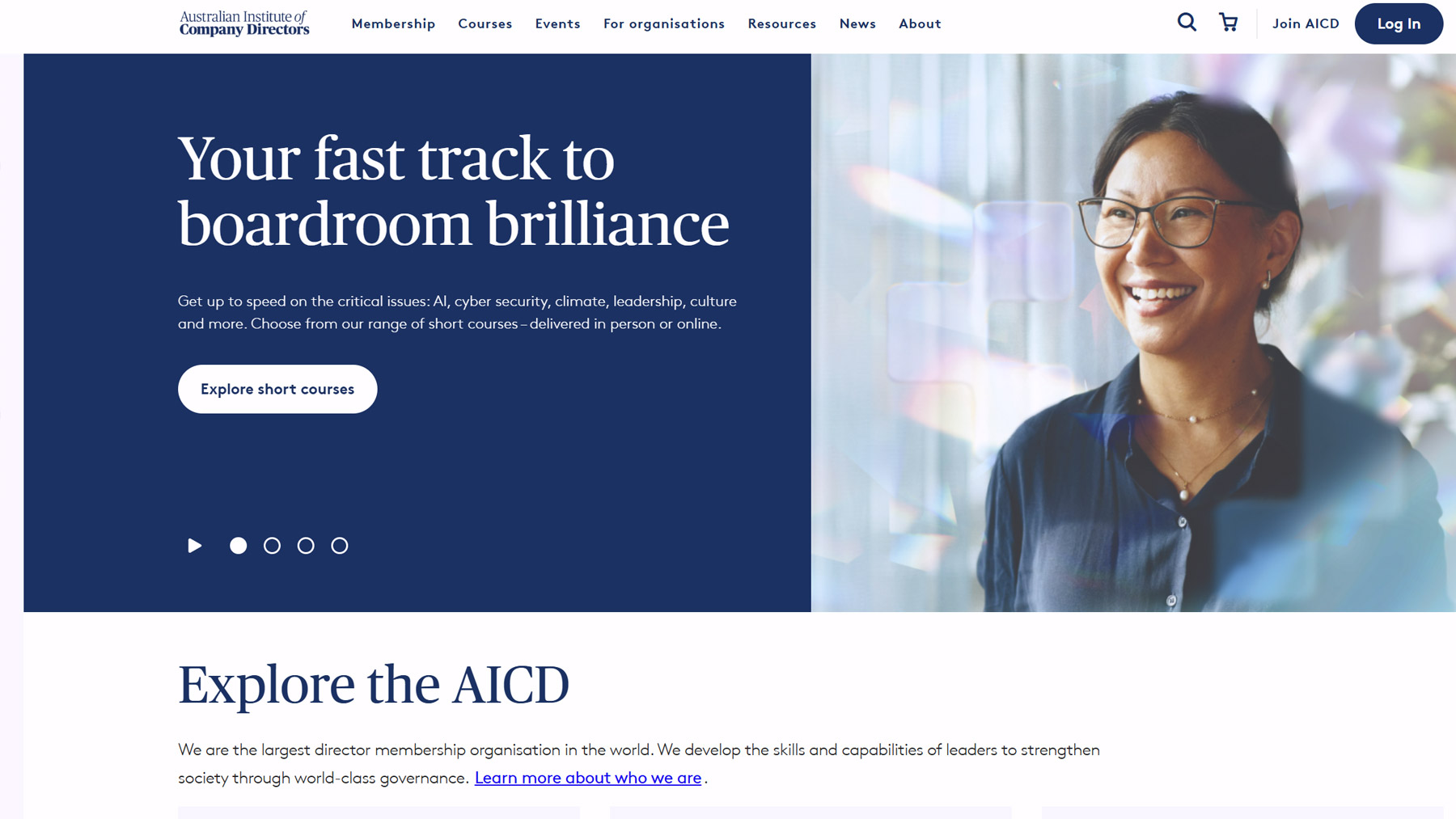 screenshot of Australian Institute for Company Directors website