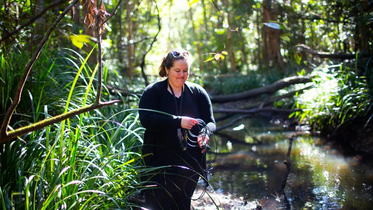 Leah Barclay during the creation of Listening in the Wild, Credit: Dr Tricia King.