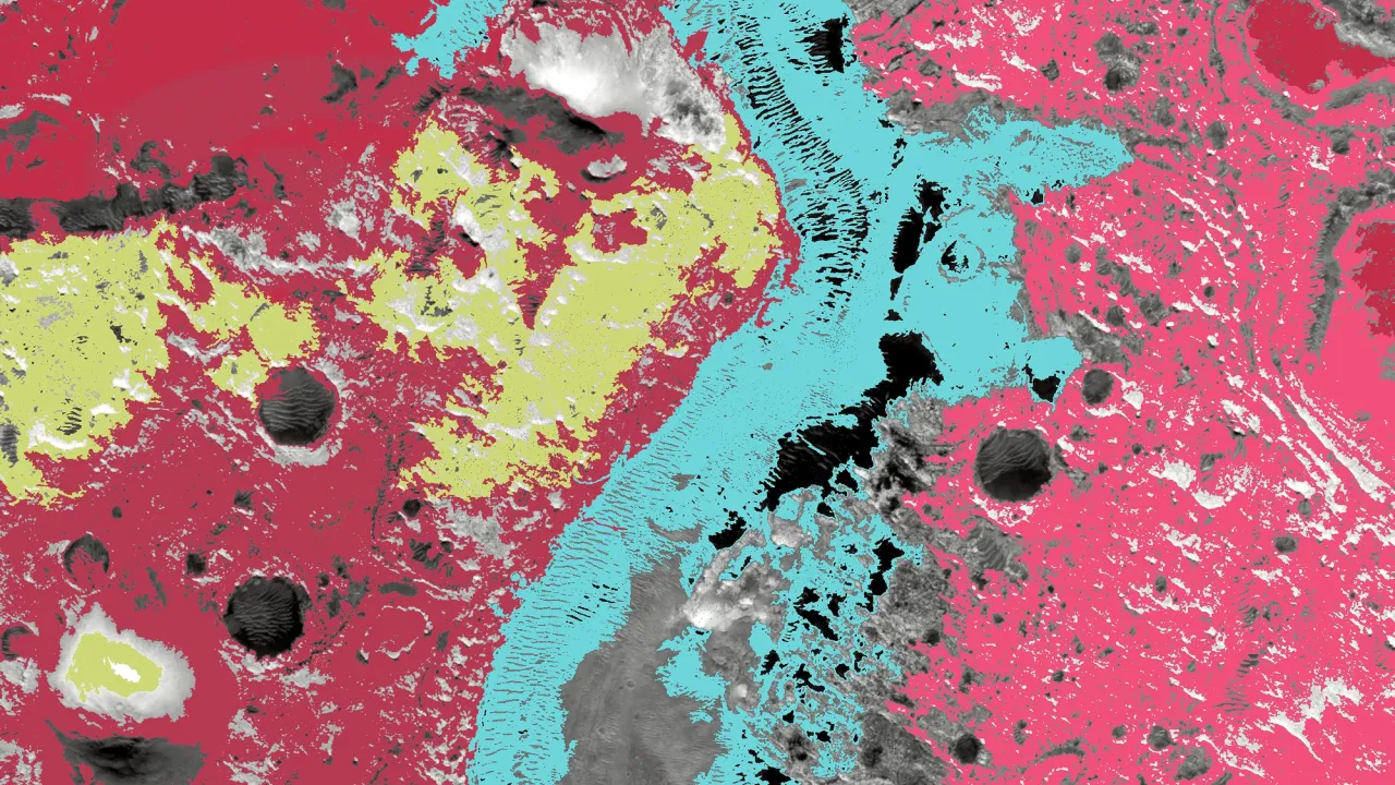 A reimagined NASA Mars landscape created for the Red Bin art project, seeking support for work linking local extinction to the search for life beyond our planet.