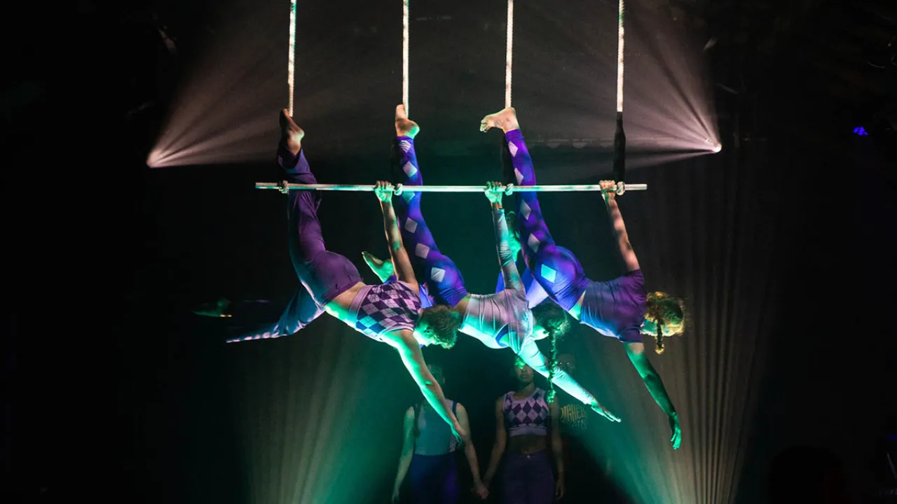 Acrobats performing onstage