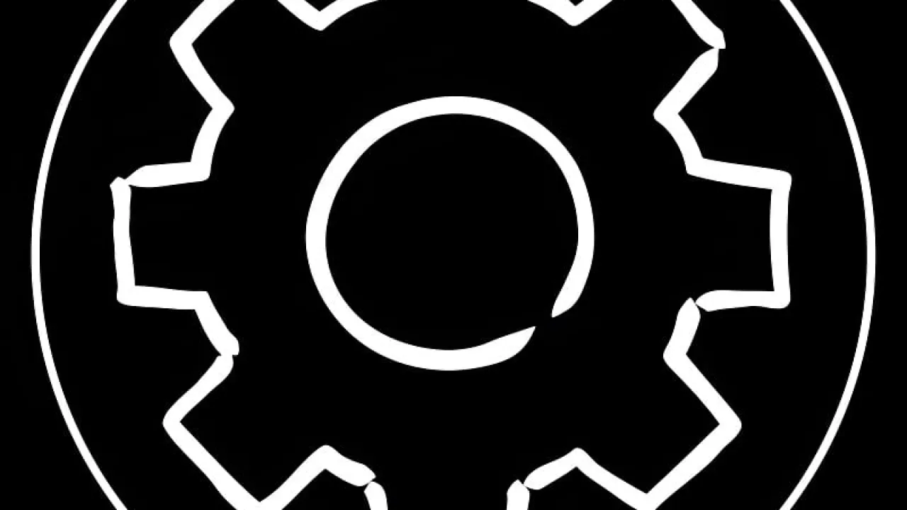 Logo of Proto-Productions featuring a white outline of a cog atop a black background.