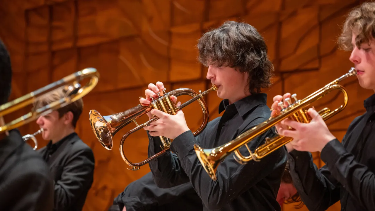 A flugel horn being played in the MYO 2025 Showcase