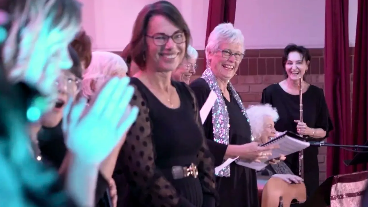 Members of the Narrogin Community Choir stand alongside Mirabilis Collective musicians after the Her Sound, Her Story community concert in Narrogin, celebrating a collaborative project that brings women together through songwriting, singing and live performance across generations.