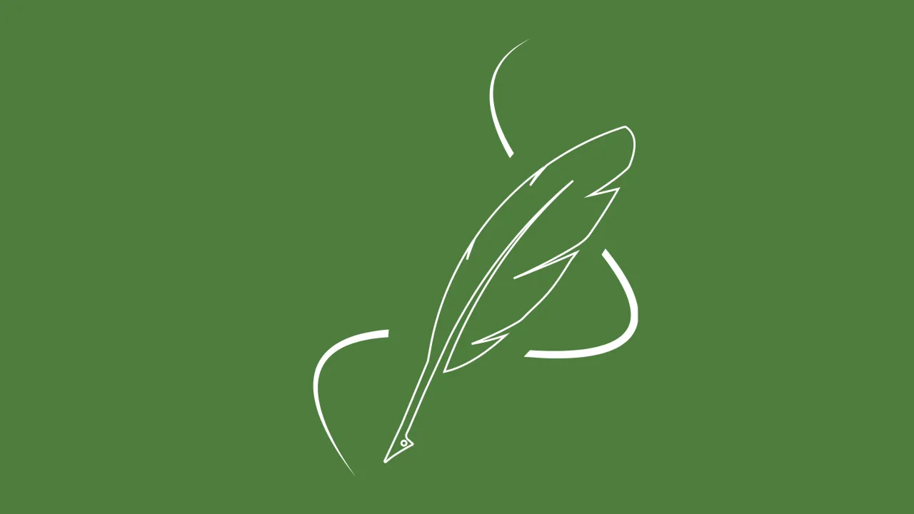 The Australian Muslim Review logo: a white quill set against a green background
