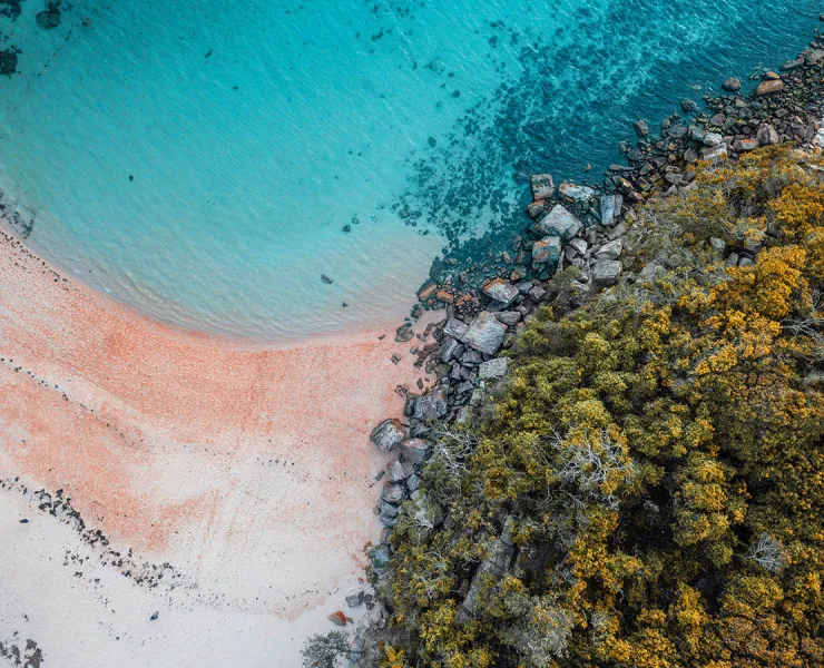 Aerial shot of a bay and beach