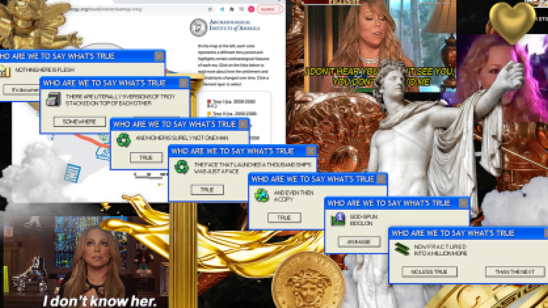 Collage of images and chat screen windows